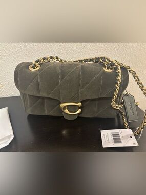 Authentic NWT Coach Quilted Suede Tabby 20 Shoulder Bag in Olive